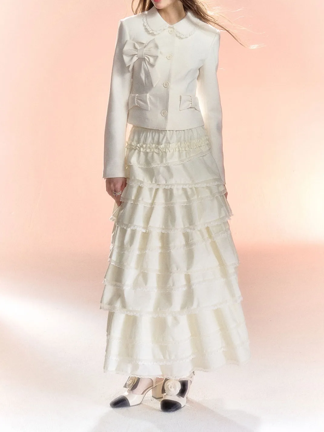2Type Long Short Frill Lace Cake Feminine Tiered-Skit