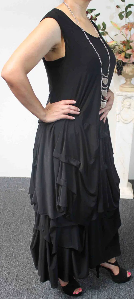 Arsty Skirt MIDI SKIRT,  Designer Lagenlook Skirt, Plus size skirt ,  Gathered skirt ,  Front and back ticjed skirt, Midi Skirt, Addition to our Travel Line with side pockets