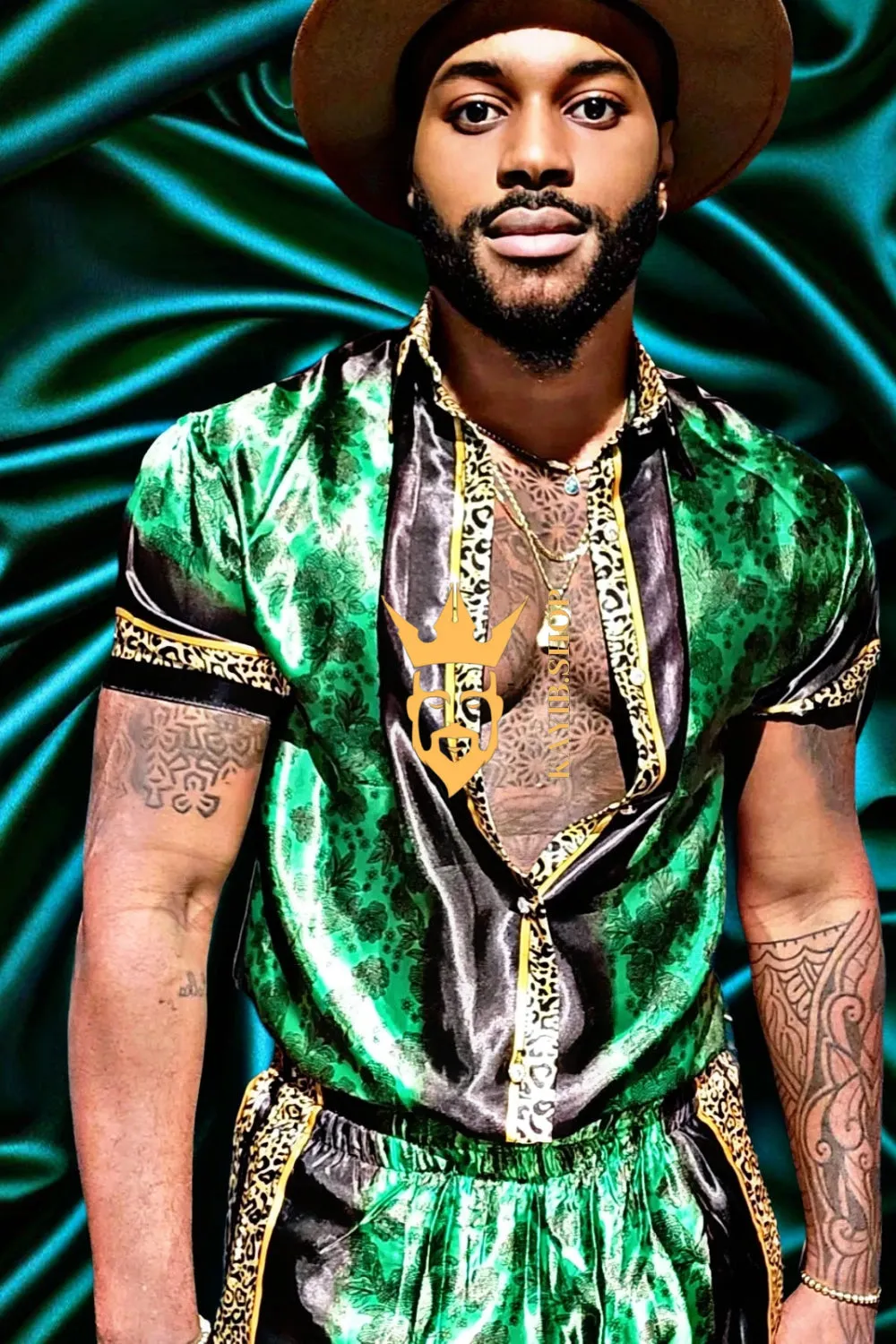 Barocco Print Men's Beachwear Set - Stand Out in Style this Summer - 100% Pure Silk