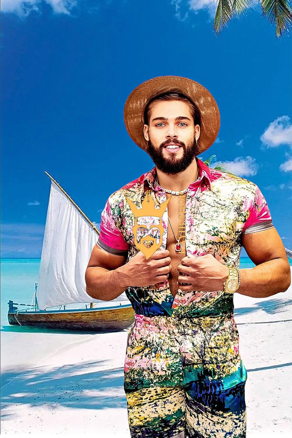 Barocco Print Silk 2-Piece Set - Elevate Your Beach Look with Iconic Style and Comfort.