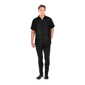 Betty Dain Premier Barber Jacket, Soft, Lightweight, Water Resistant Nylon Repels Hair, Zippered Front, Two Angled Lower Pockets with Zippered Bottoms, Angled Chest Pocket, Black, S