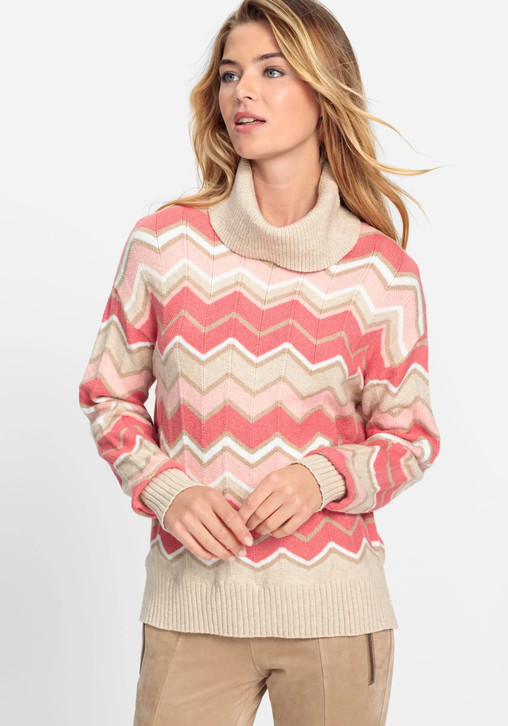 Chevron Knit Turtleneck Sweater