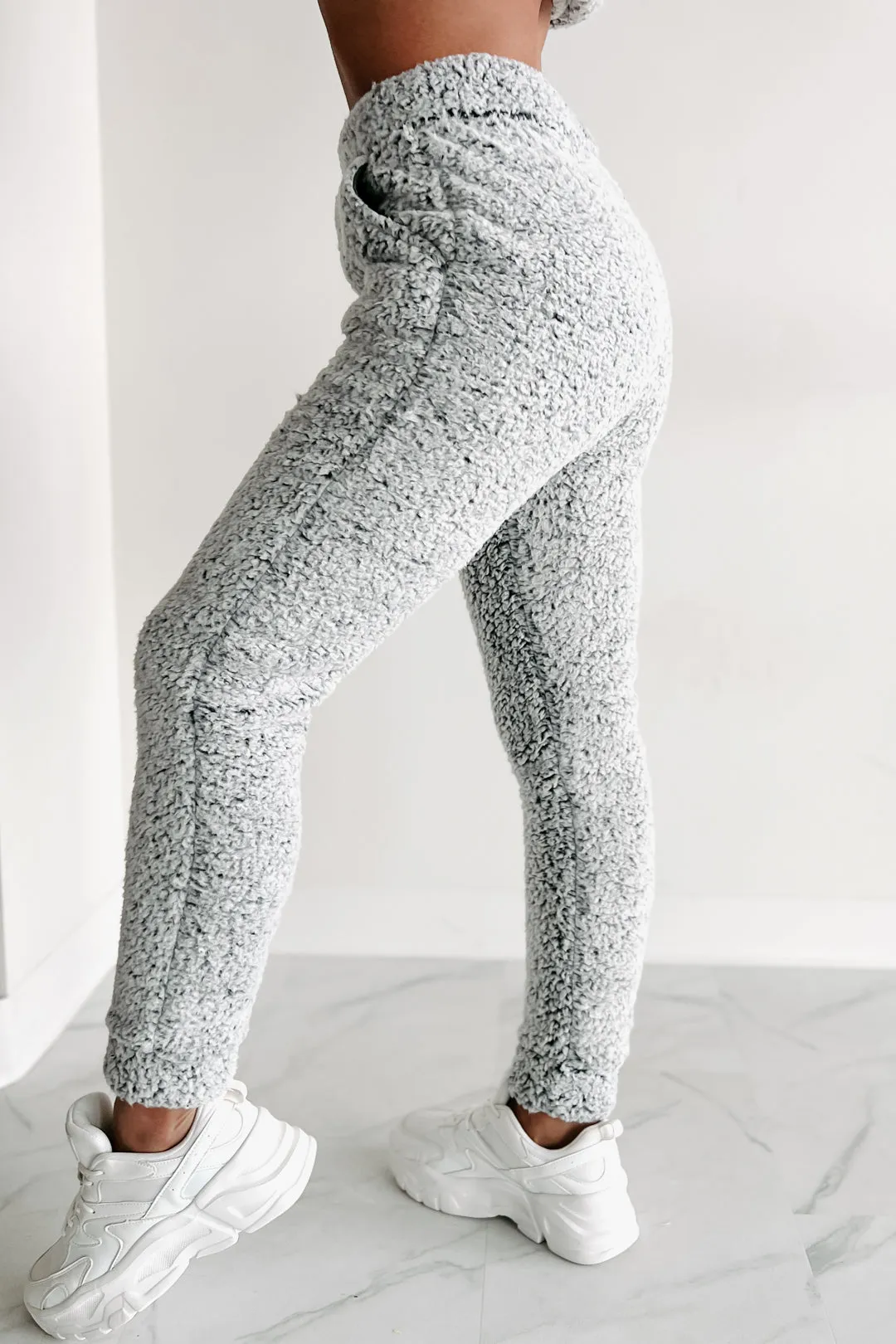 In Fuzzy Heaven Sherpa Fleece Two-Piece Set (Grey)