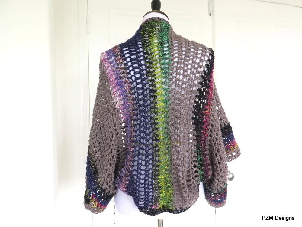 Large Crochet Shrug, Plus Size Layering Sweater