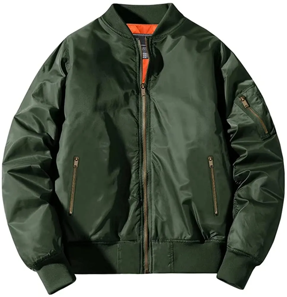 Men's Winter Zipper Pockets Bomber Jacket 02