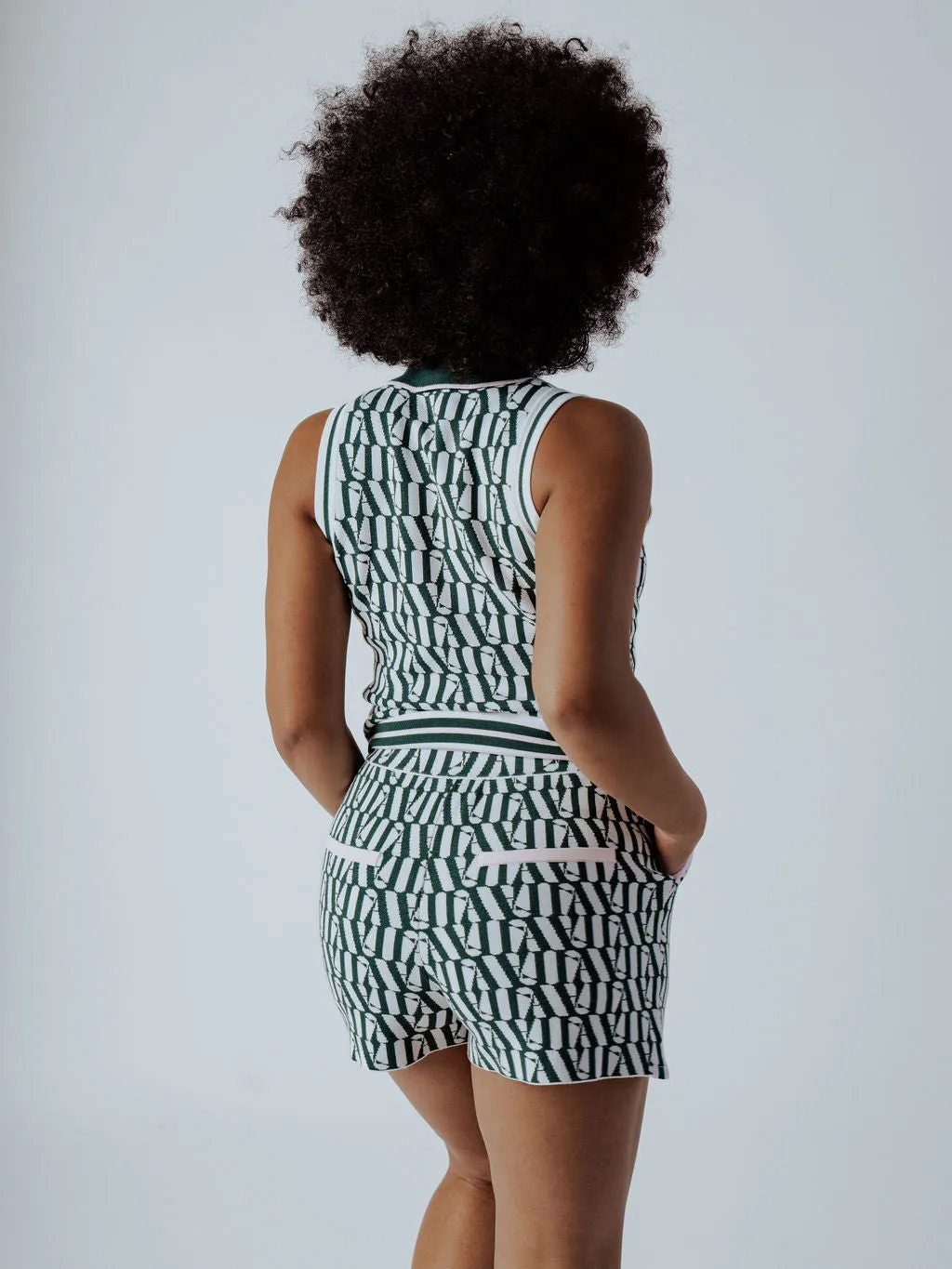 Preppy Jen Vest - Green FA Pattern