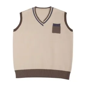Preppy V-Neck Knitted Vest