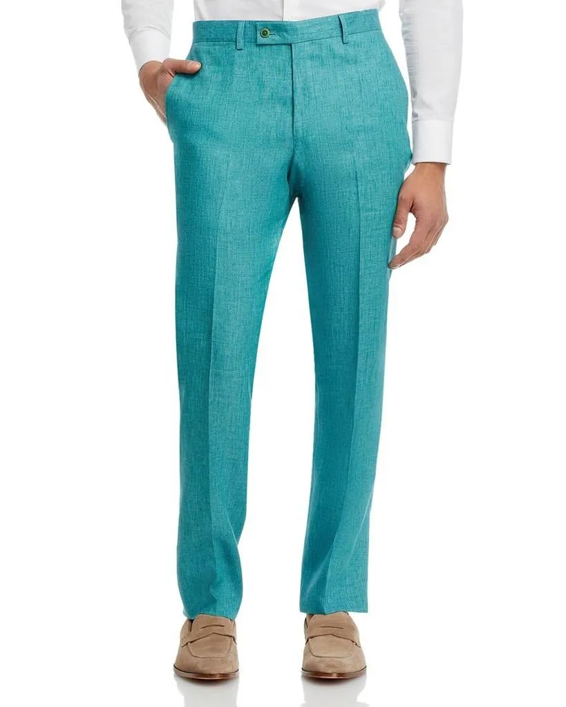Robert Graham Mens Delave Slim Fit Linen Suit Dress Pants Size 34 Teal Green