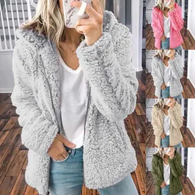 Soft Hooded Fleece Plush Warm Coat