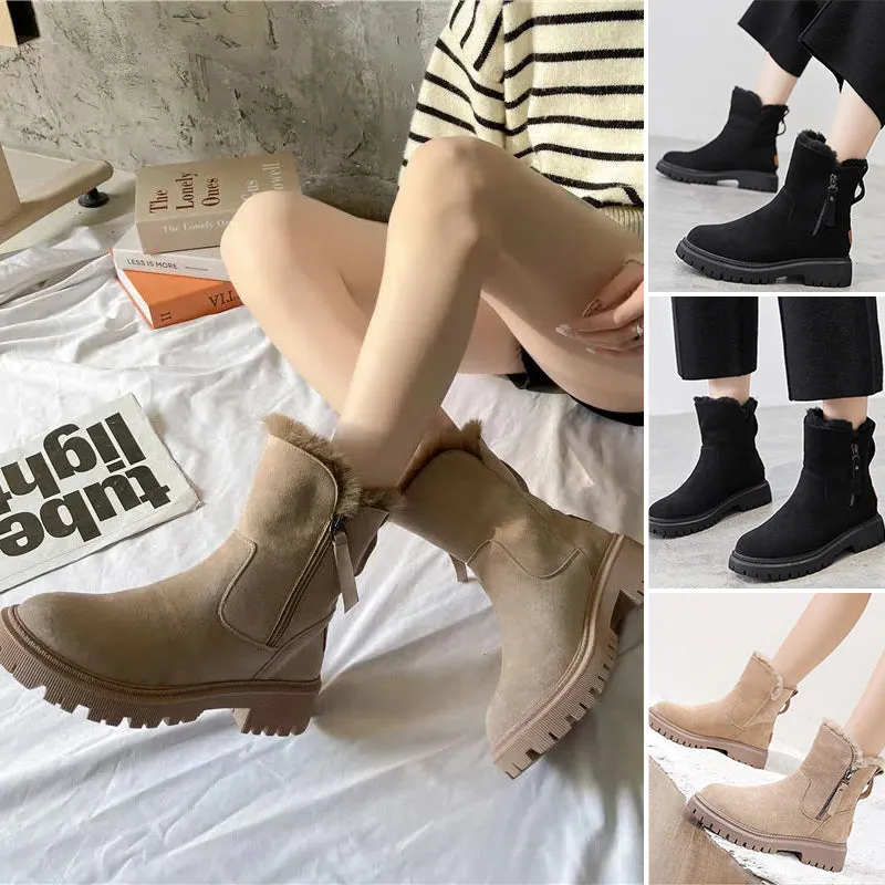 Warmly lined winter boots - non-slip and waterproof