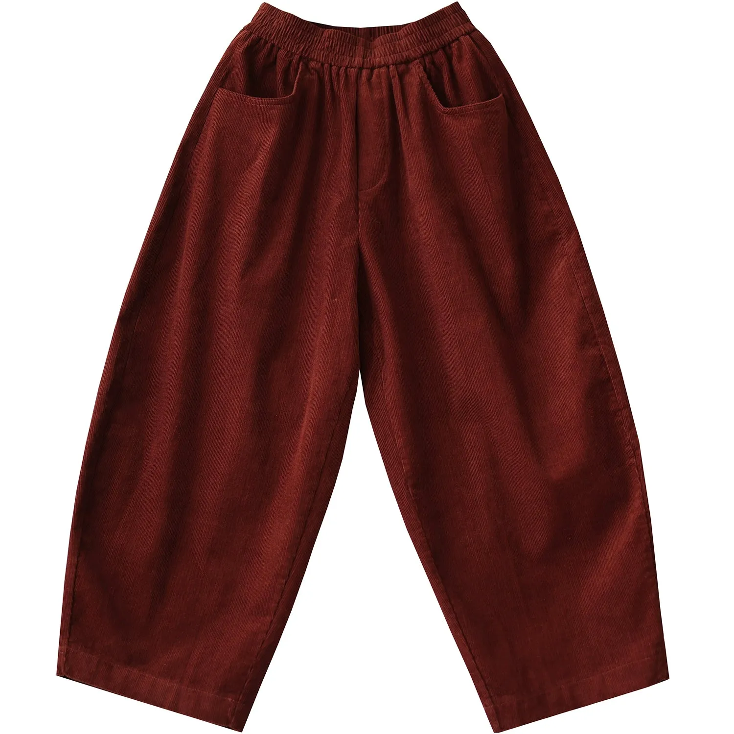 Women Spring Retro Cotton Corduroy Solid Color Casual Pants